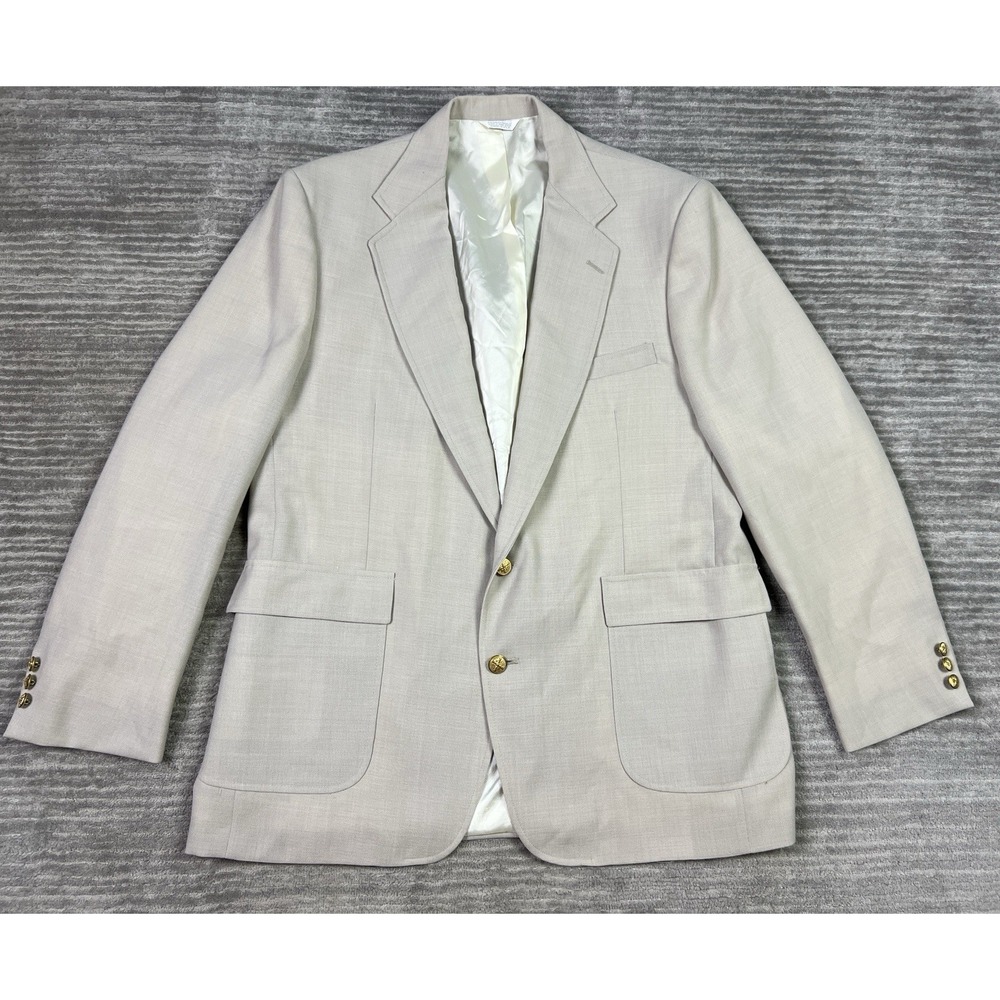 Mikael York Blazer‎ Mens 46L Beige Made in USA Longsleeves Pockets
